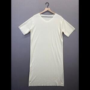 Ribbon Womens White Dress Solid Short Sleeve Scoop Neck Midi A-Line No Size